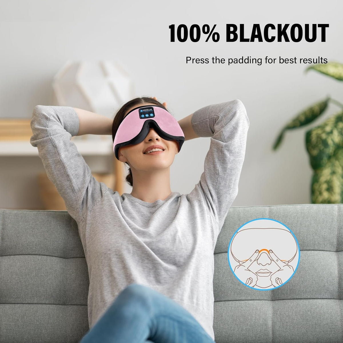 Sleep Headphones,Sleep Mask for Side Sleeper,3D Eye Mask for Sleeping with Stereo Speakers,Bluetooth Headphone,Perfect for Gifts for Women/Men Black
