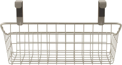 Spectrum Hanging Baskets for Organizing (Large, Satin Nickel) - Grid Over the Cabinet Wire Basket for Kitchen or Bathroom - Door Hanging Storage Organizer for Cleaning Supplies, Washcloths, & Towels
