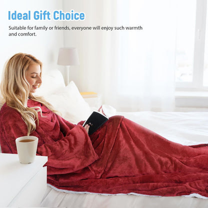 Catalonia Sherpa Wearable Blanket with Sleeves Arms