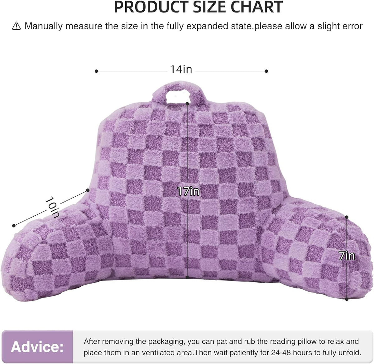 Aimuan Reading Pillow Checkered Bed Rest Wedge Backrest Checkerboard Pillow with Arms Back Support for Sitting Up in Bed Cushion Incline Rest Sleeping Snoring Pillow (Beige,Large)