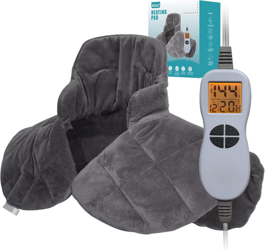 Ruqiji 19" x 24" Weighted Neck&Shoulder Heating Pad, 2.5lbs with 12 Temperature Settings&Countdown Timer,Pain Relief for Neck/Shoulders/Menstrual Pain(Dark Gray)