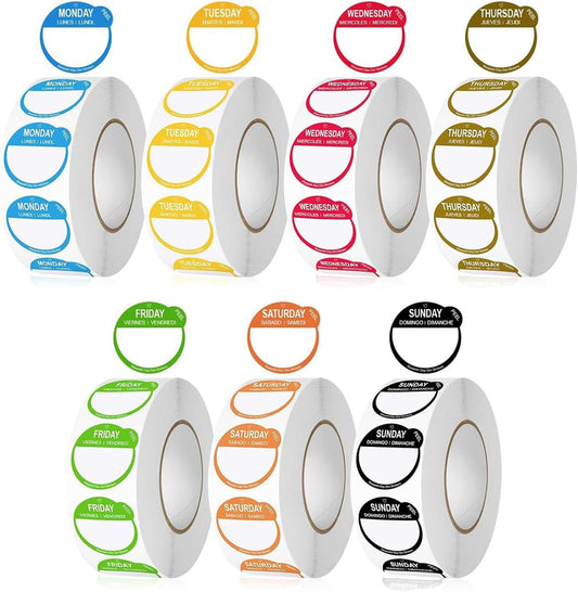 Food Labels Removable Day Dot Stickers, Colorful