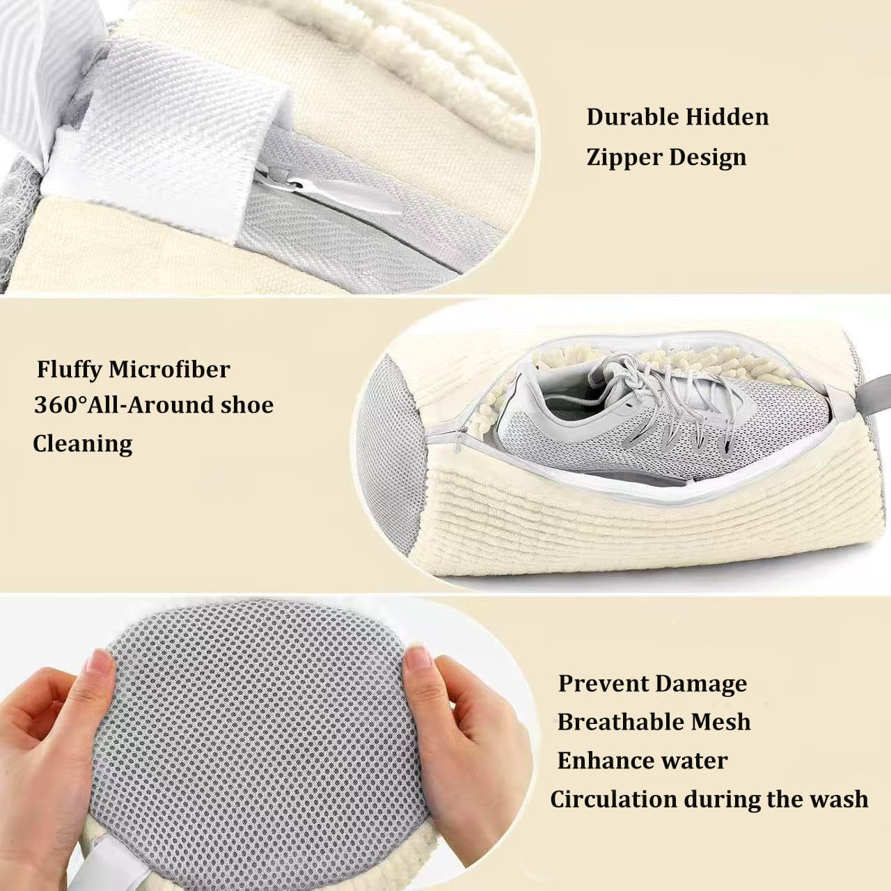 2Pcs Shoe Washing Machine Bag Laundry Shoe Bags for Washing Machine, Shoe Washing Bag Shoe Laundry Bag for Washer and Dryer Reusable Shoe Washing Bags (Grey)