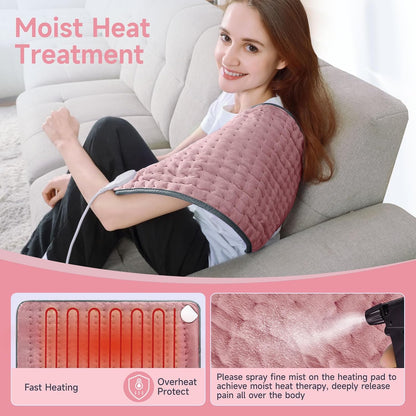 NBKLS Heating Pads for Back Neck Shoulder Pain, Electric Heating Pad Auto Shut Off, Fast Heat, Large Heating Pad Christmas Gift for Women Men, Birthday Gifts for Mom Dad (Blue)