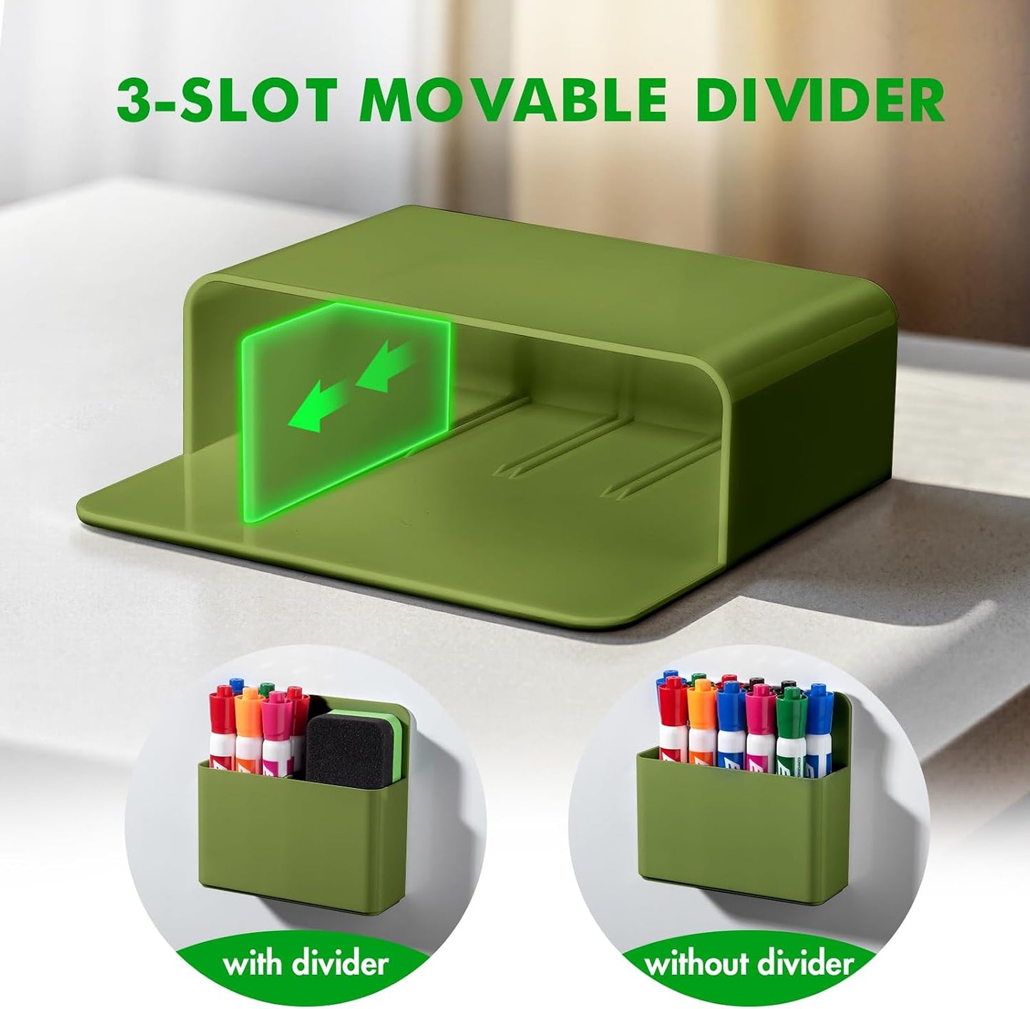 2 Pack Magnetic Pen Holder Cup for Whiteboard, Classroom Supplies | Plastic Magnetic Dry Erase Marker Holder for Refrigerator Fridge, Pencil Cup for School, Locker Accessories Organizer-White