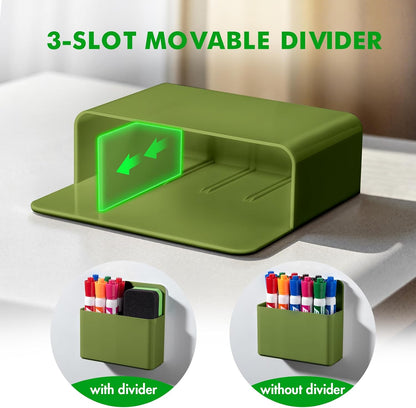 2 Pack Magnetic Pen Holder Cup for Whiteboard, Classroom Supplies | Plastic Magnetic Dry Erase Marker Holder for Refrigerator Fridge, Pencil Cup for School, Locker Accessories Organizer-White
