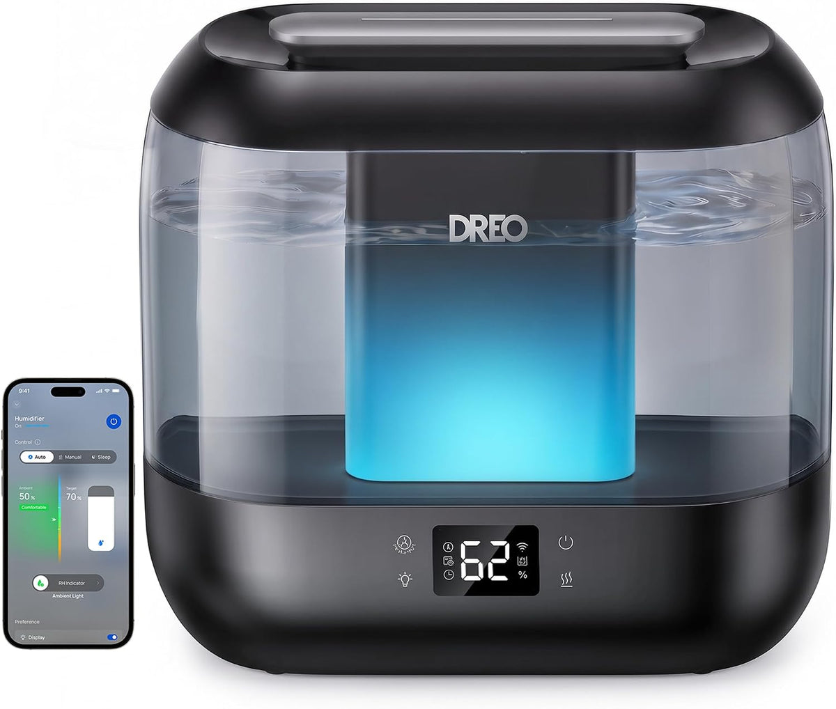 DREO Smart Humidifiers for Bedroom, 4L Cool Mist Humidifier