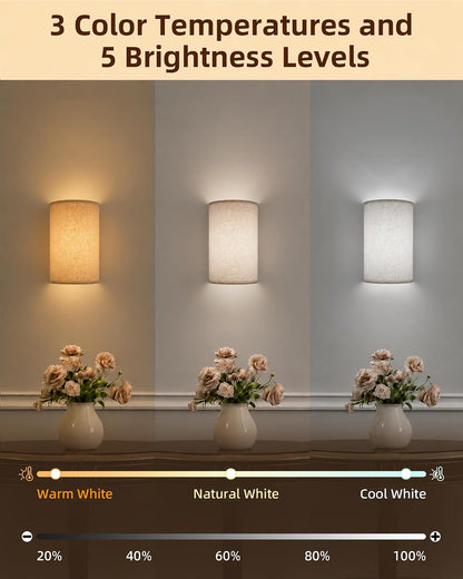 EZVALO Battery Operated Wall Sconce Set of Two with Remote, Wall Lights