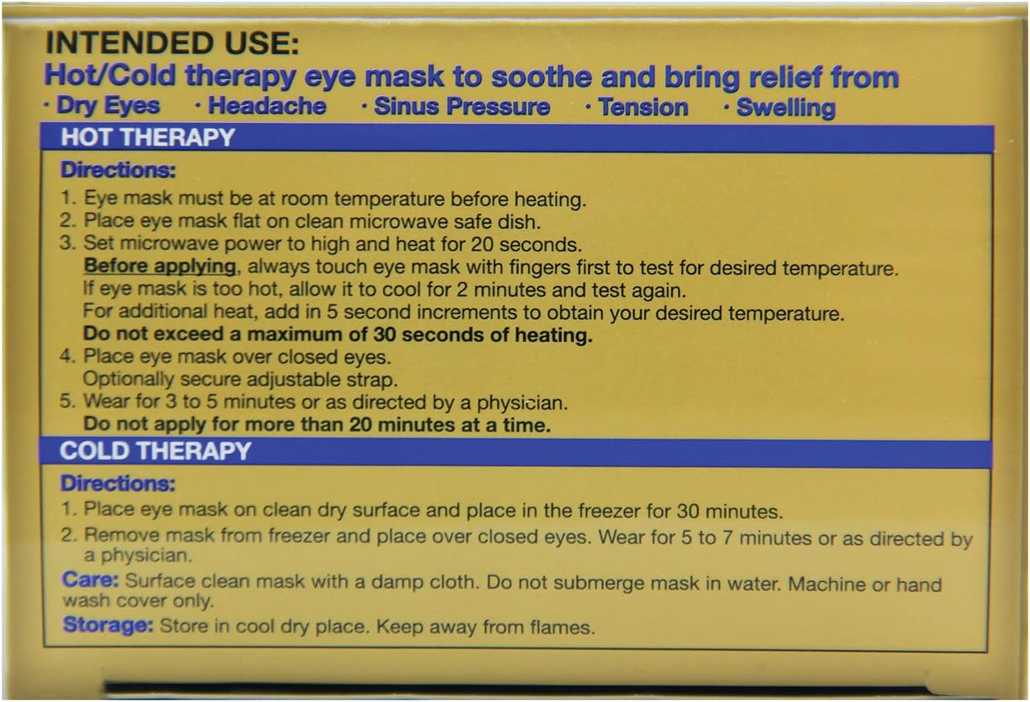 Oasis Rest & Relief® Reusable Hot and Cold Eye Mask – Microwavable Warm Eyelid Compress & Cooling Mask for Soothing Daily Eye Hygiene & Comfort (OM8000)