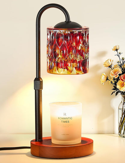 Briever Dimmable Candle Warmer Lamp with Timer, Height Adjustable Electric Candle Wax Warmer, Christmas Birthday Gifts for Women Mom, House Warming Gifts New Home Room Decor, Black Solid Wood Base