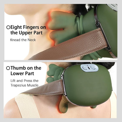 Neck and Shoulder Massager,Portable Shiatsu Back Massage Hand-Shaped Deep Tissue 4D Kneading Massager with Heat for Pain Relief and Muscle Relax,Gifts for Women Men,(Green)