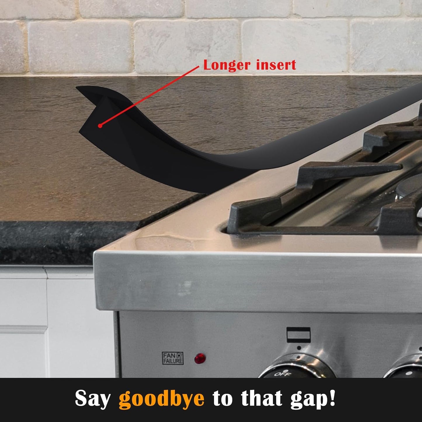 Silicone Stove Counter Gap Cover - 25 Inch Gap Filler 2 Pack Black | Long gap filler seals spills between kitchen appliances Stovetop oven countertop; stove gap cover, gas stove side gap covers