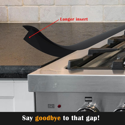 Silicone Stove Counter Gap Cover - 25 Inch Gap Filler 2 Pack Black | Long gap filler seals spills between kitchen appliances Stovetop oven countertop; stove gap cover, gas stove side gap covers
