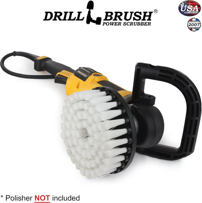 7in Boat Brush Variable Speed Polisher Attachment - Medium Yellow Bristles | Bathroom Accessories - Cleaning Supplies - Deck Scrub Brush - 5/8 x 11 Threaded Hub - Tile - Shower Cleaner - Flooring
