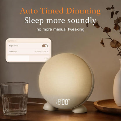 ANJANK App Smart Sunrise Alarm Clock Sound Machine with Wake up Light, Dimmable Clock & Night Light, Up to 15 Alarms, White Noise Machine with 25 Soothing Sounds for Bedroom, Gift for Kids Adults