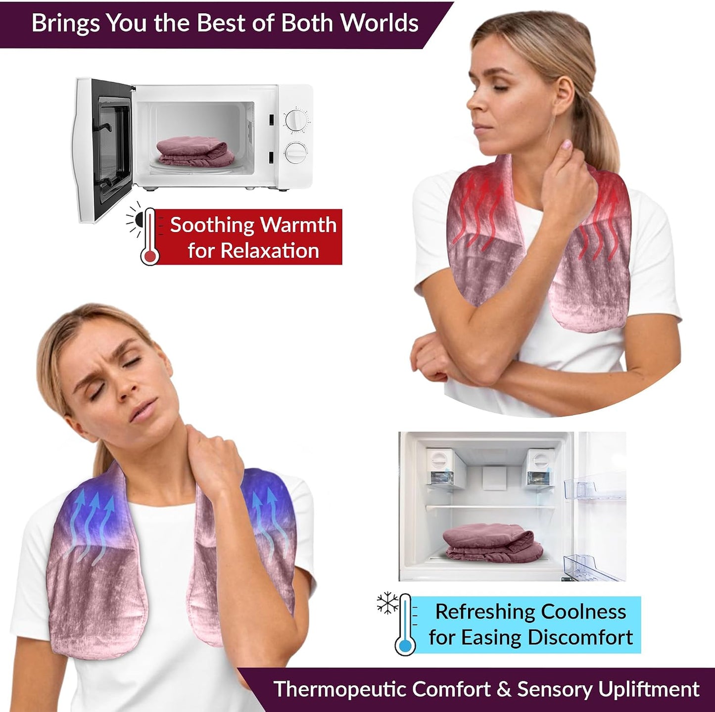 Kozi Neck Heating Pad | Microwaveable Weighted Shoulder Heating Pad | Neck and Shoulder Heating Pad with Clay Beads & Aromatherapy (Khol)