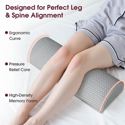 Knee Pillow for Back Sleeping Memory Foam Half Moon Bolster Pillow for Legs
