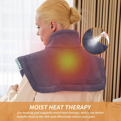 SAROO Weighted Heating Pad for Neck and Shoulders Pain Relief,19"x22",Grey