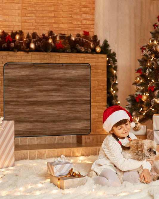 Brown Wooden Board Magnetic Fireplace Cover, Fireplace Draft Blocker, Simple Vintage Country Wood Grain Fireplaces Blanket for Heat Loss/Cold Air, Fireplaces Draft Stopper Cover for Inside 39"x32"