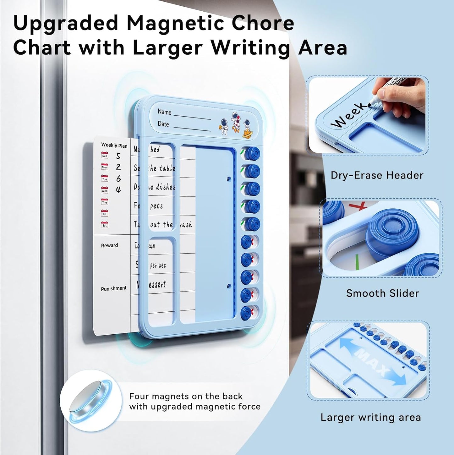 Chore Chart for Kids ADHD Tools to Do List Checklist Magnetic Planning Board with Sliders, Visual Schedule Board with Dry Erase Sheets, Sticker, Marker, Routine Chart for Kids - Pink