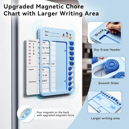 Chore Chart for Kids ADHD Tools to Do List Checklist Magnetic Planning Board with Sliders, Visual Schedule Board with Dry Erase Sheets, Sticker, Marker, Routine Chart for Kids - Pink