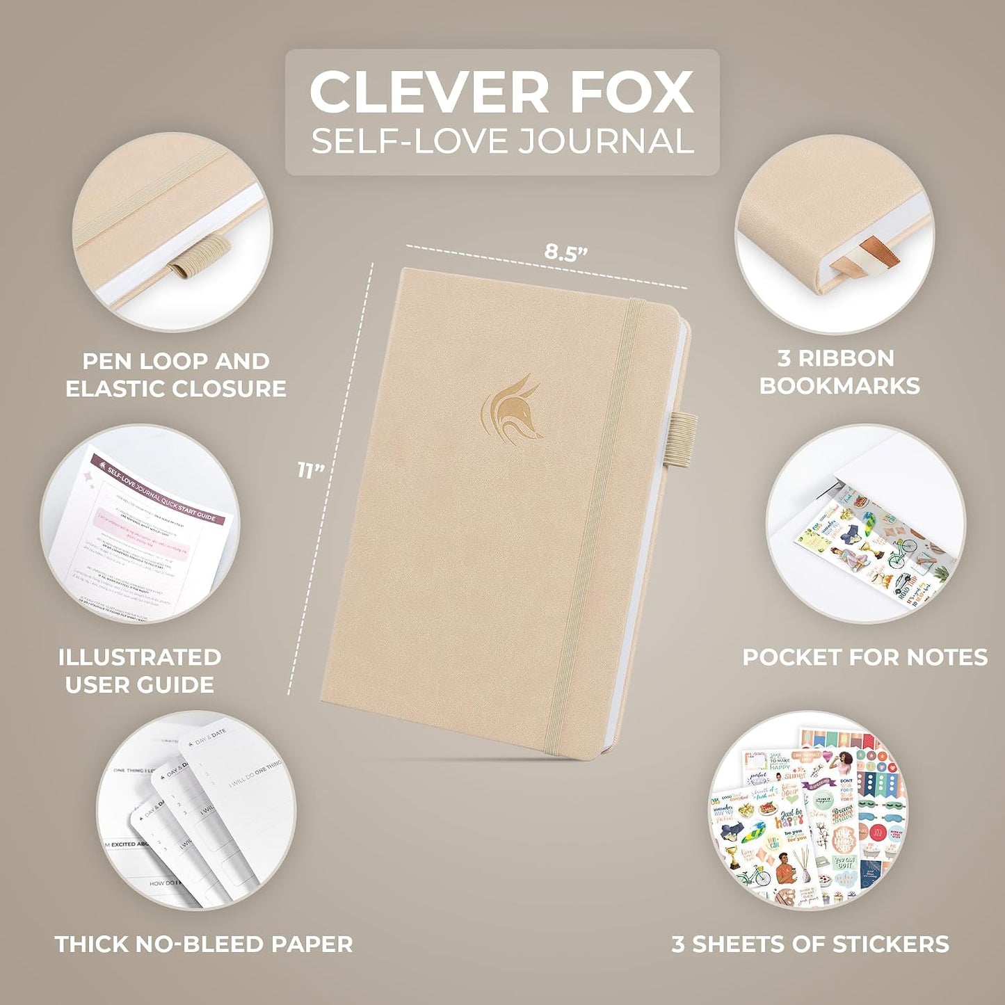 Clever Fox Self-Love Journal for Women, Gratitude, Positivity, Aquamarine | 6-month daily mental health journal with stickers, self-care, anxiety therapy, life & wellness planner for teens & adults