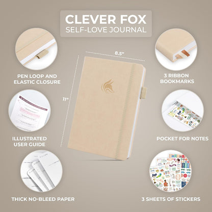 Clever Fox Self-Love Journal for Women, Gratitude, Positivity, Aquamarine | 6-month daily mental health journal with stickers, self-care, anxiety therapy, life & wellness planner for teens & adults