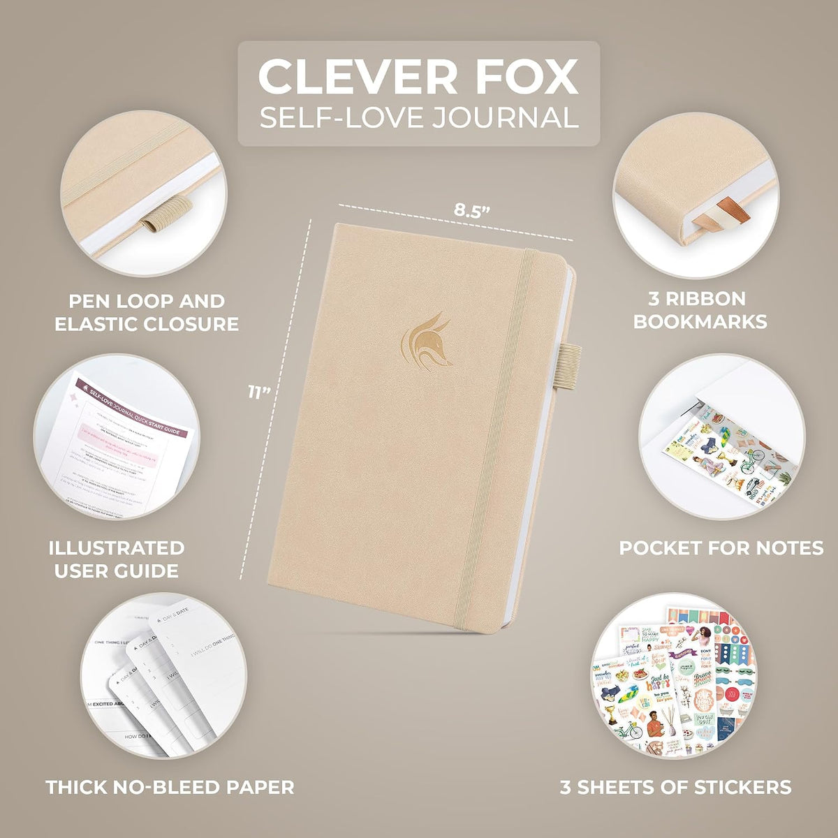 Clever Fox Self-Love Journal for Women, Gratitude, Positivity, Aquamarine