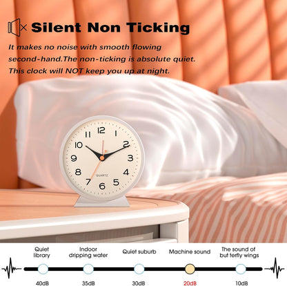 AYRELY® 4.5" Analog Alarm Clock, Small Retro Desk Clock and Table Clock