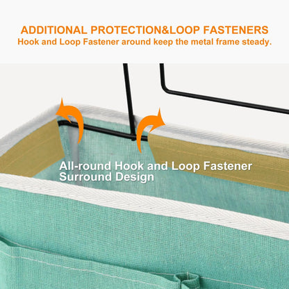 Surblue Bedside Caddy Bedside Storage Bag Hanging Organizer for Bunk, Hospital Beds, Dorm Rooms Bed Rails Camp 4 Pockets and 2 Hooks (Skyblue)