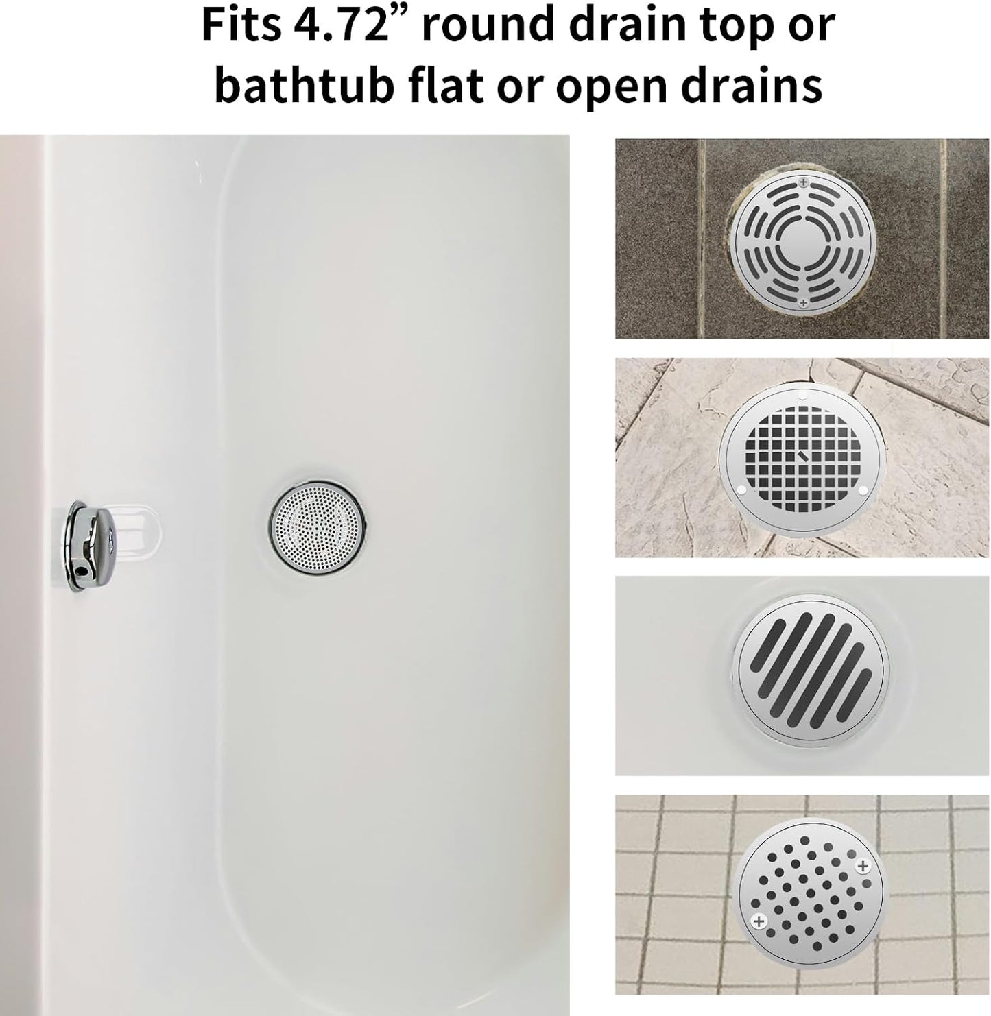 Ohtomber 2PCS 4.72" Stainless Steel Shower Drain Hair Catcher, Silicone Rim | Fine Mesh Hair Trap, Anti-Clog, Silicone Rim, Rust Proof, Fits Shower Bathtub Sink Floor Drains, Easy Disassembly & Cleaning