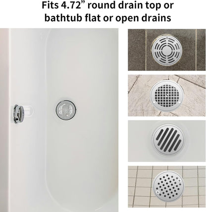 Ohtomber 2PCS 4.72" Stainless Steel Shower Drain Hair Catcher, Silicone Rim | Fine Mesh Hair Trap, Anti-Clog, Silicone Rim, Rust Proof, Fits Shower Bathtub Sink Floor Drains, Easy Disassembly & Cleaning