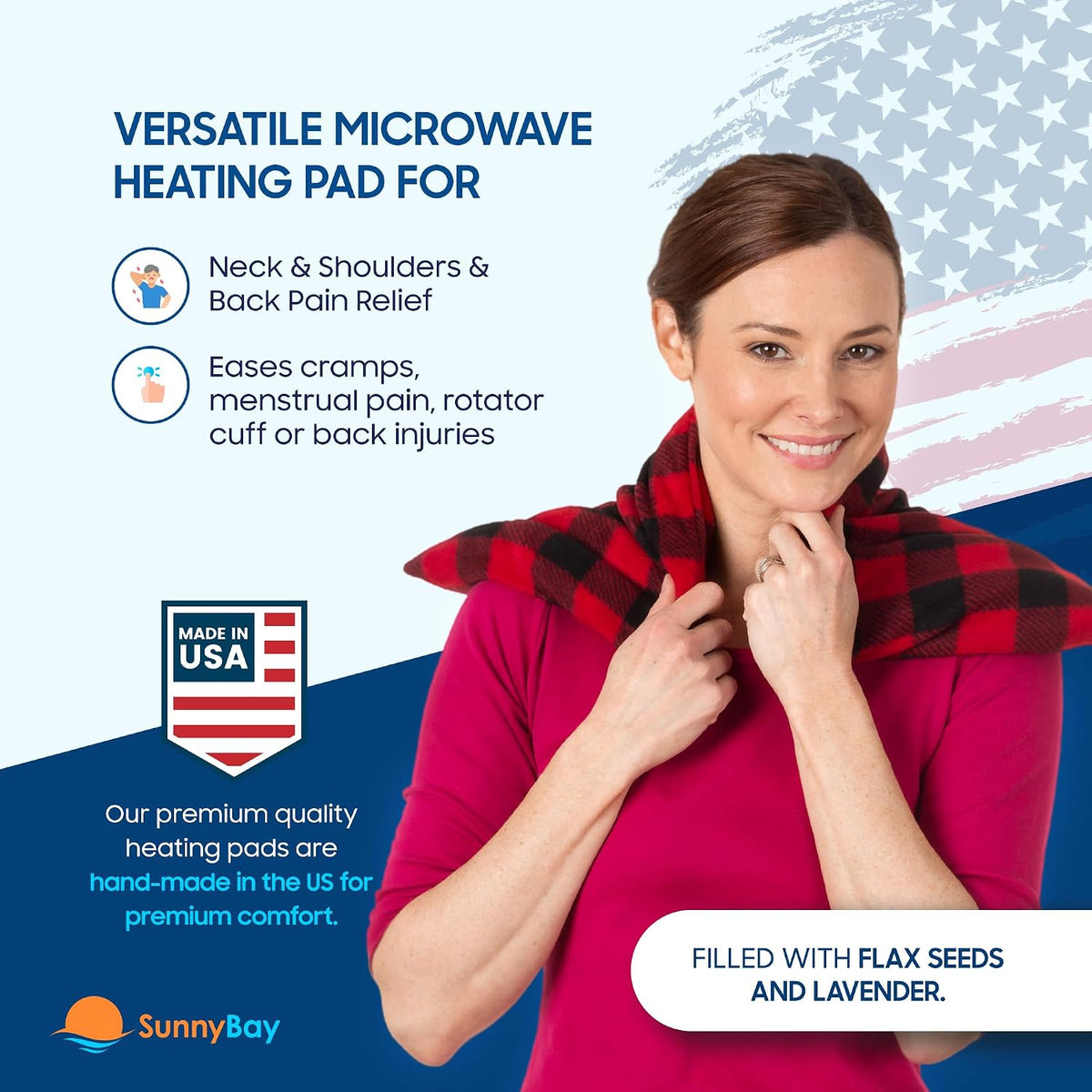 SunnyBay Extra Large Heating Pad, 10x24 inch, 2.8 lb, Navy Blue