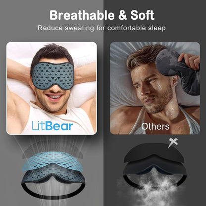 LitBear Breathable Sleep Mask, 3D Eye Mask Sleep for Side Sleepers Women Men