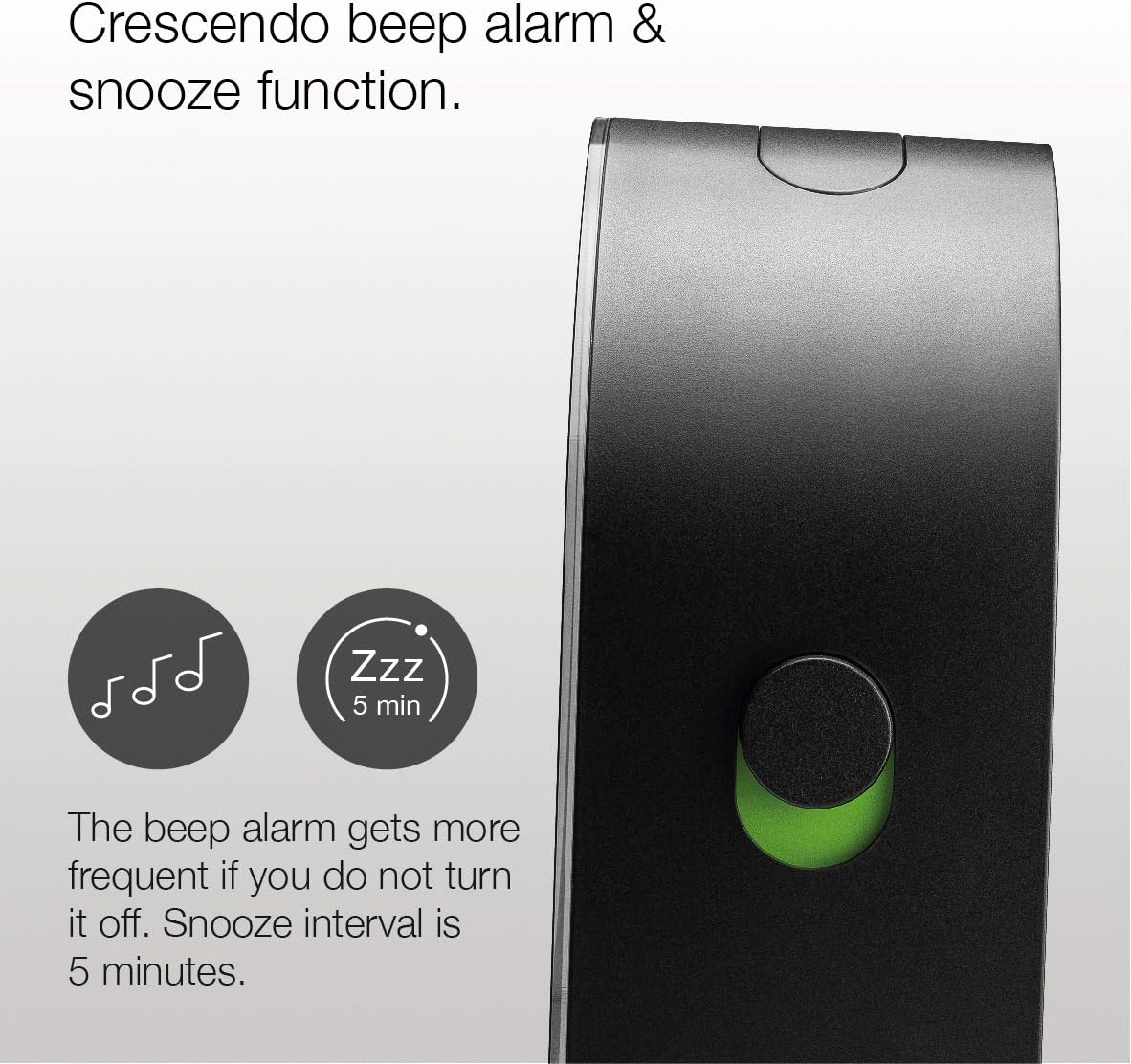Braun Classic Analogue Alarm Clock with Snooze and Continuous Backlight, Quiet Quartz Movement, Crescendo Beep Alarm in White, Model BC22W.