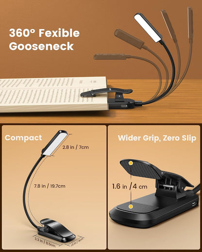 Glocusent 13 LED Book Lights for Reading at Night, Gifts for Book Lovers