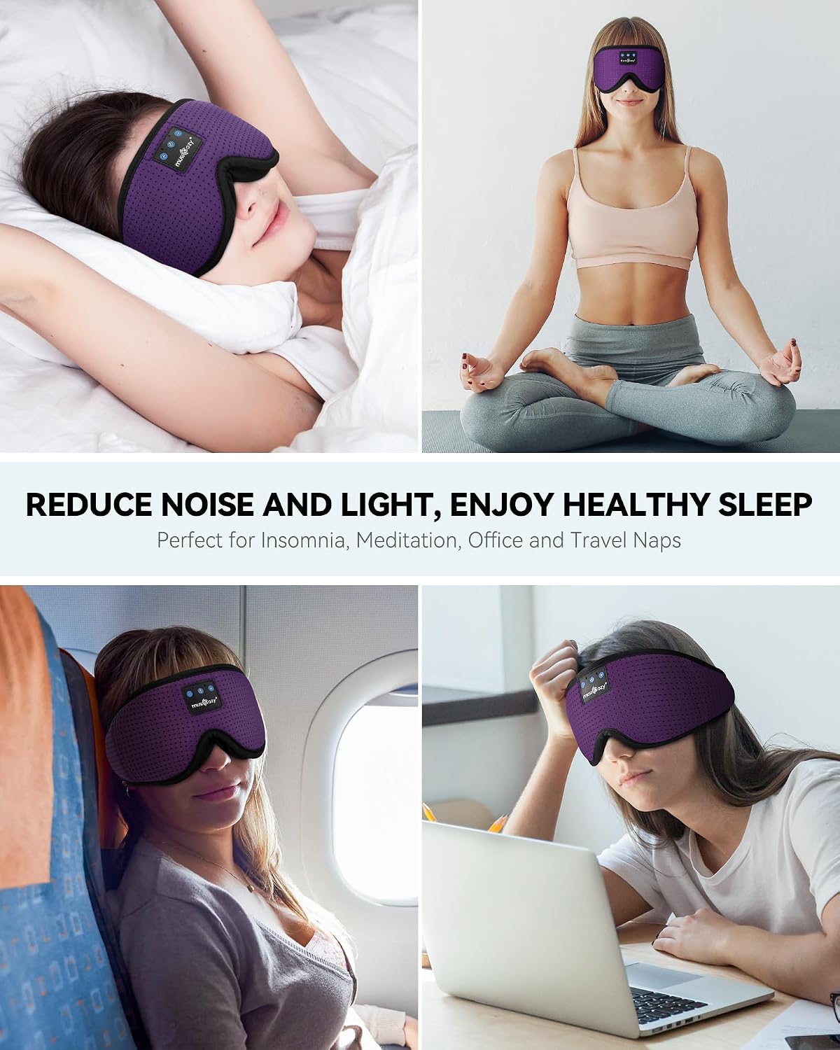MUSICOZY Sleep Headphones 3D Bluetooth 5.4 Headband Sleep Mask, Wireless Sleeping Headphones Music Earbuds Eye Mask for Side Sleepers Travel with Speakers Cool Gadgets Gifts