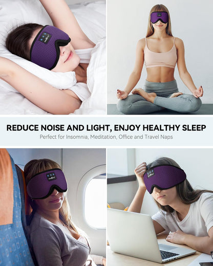 MUSICOZY Sleep Headphones 3D Bluetooth 5.4 Headband Sleep Mask, Wireless Sleeping Headphones Music Earbuds Eye Mask for Side Sleepers Travel with Speakers Cool Gadgets Gifts
