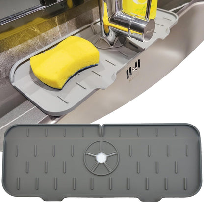 Kitchen Sink Splash Guard Silicone Faucet Mat for Kitchen Sink Grey | Sink drain pad behind faucet, Sink rubber mat around faucet guard & draining mat, bathroom sink protector Water Catcher Mat