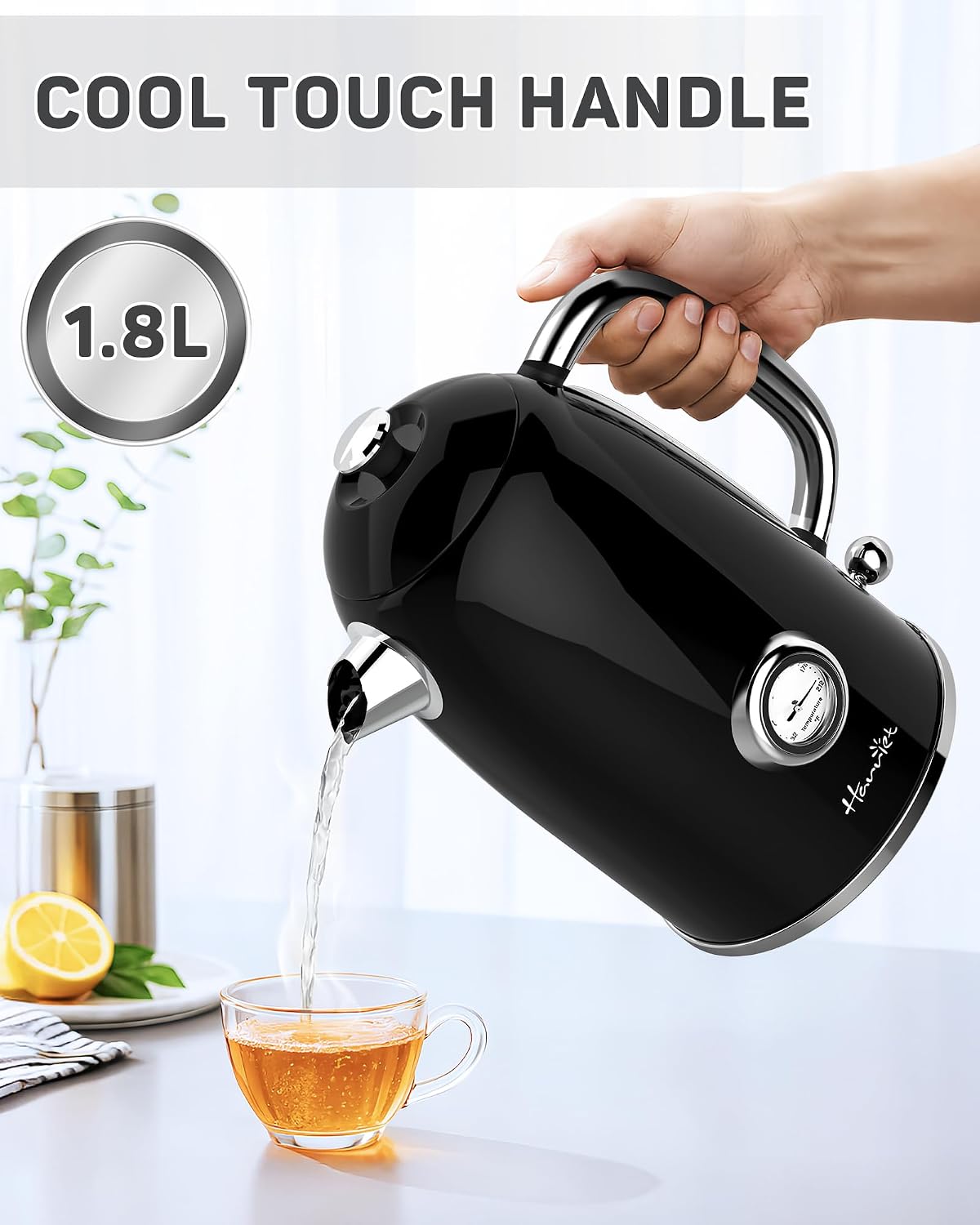 Harriet 61 oz Electric Kettle with Thermometer, Hot Water Pot, Retro