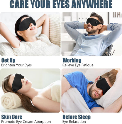 Heated Eye Mask, Mutilplx Cordless Heated Eye Masks for Dry Eyes, Washable Warm Eye Compress Eye Heating Pad for Eye Relief Stye Treatment Improved Sleep Travel (Black)