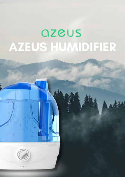 AZEUS Cool Mist Humidifiers for Bedroom, BabyRoom, Office and Plants,2.8L Large Capacity Ultrasonic Cool Mist Humidifier - Lasts up to 30 Hours, Auto Shut-Off (BPA-Free)
