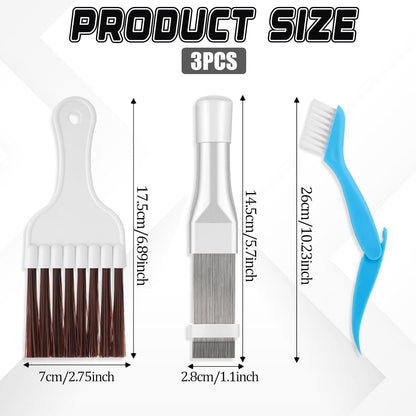 Jeffdad 3 Pcs Air Conditioner Fin Comb Cleaner Kit, Ac Fin Comb Condenser Coil Brush, Radiator Fin Comb Straightener Refrigerator Tools, Evaporator Radiator Repair Clean Tool