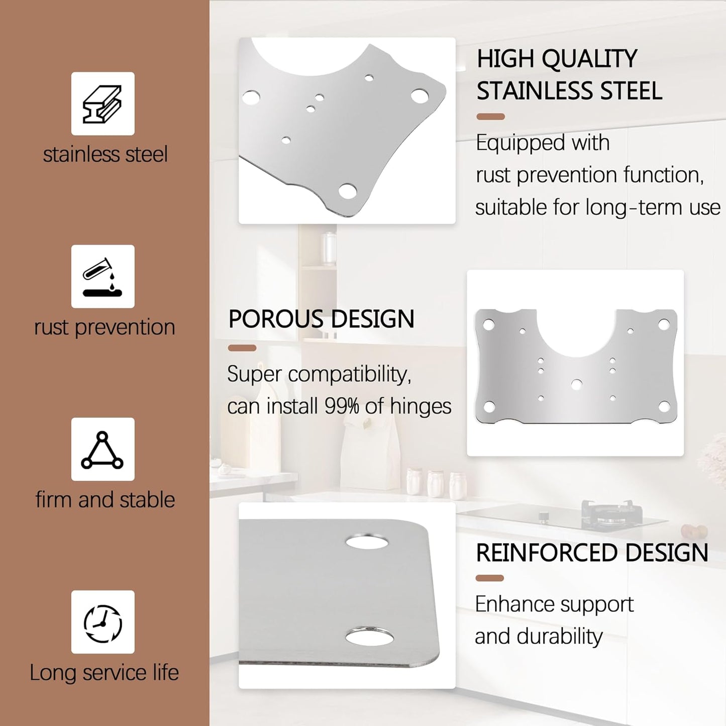 Metal Hinges Repair Fixing Plates with Screw for Kitchen Cupboard Door | Cabinet Hinge Repair Plate, Hinge Repair Board With screws 10-Pcs
