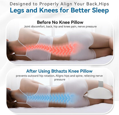 Long Knee Pillow for Side Sleepers Between Legs, Memory Foam Leg Pillow for Side Sleeping with Strap, Sciatica Pain Relief Pillow for Hip Pain, Spine Aligning, Back Pain, Pregnancy-Under