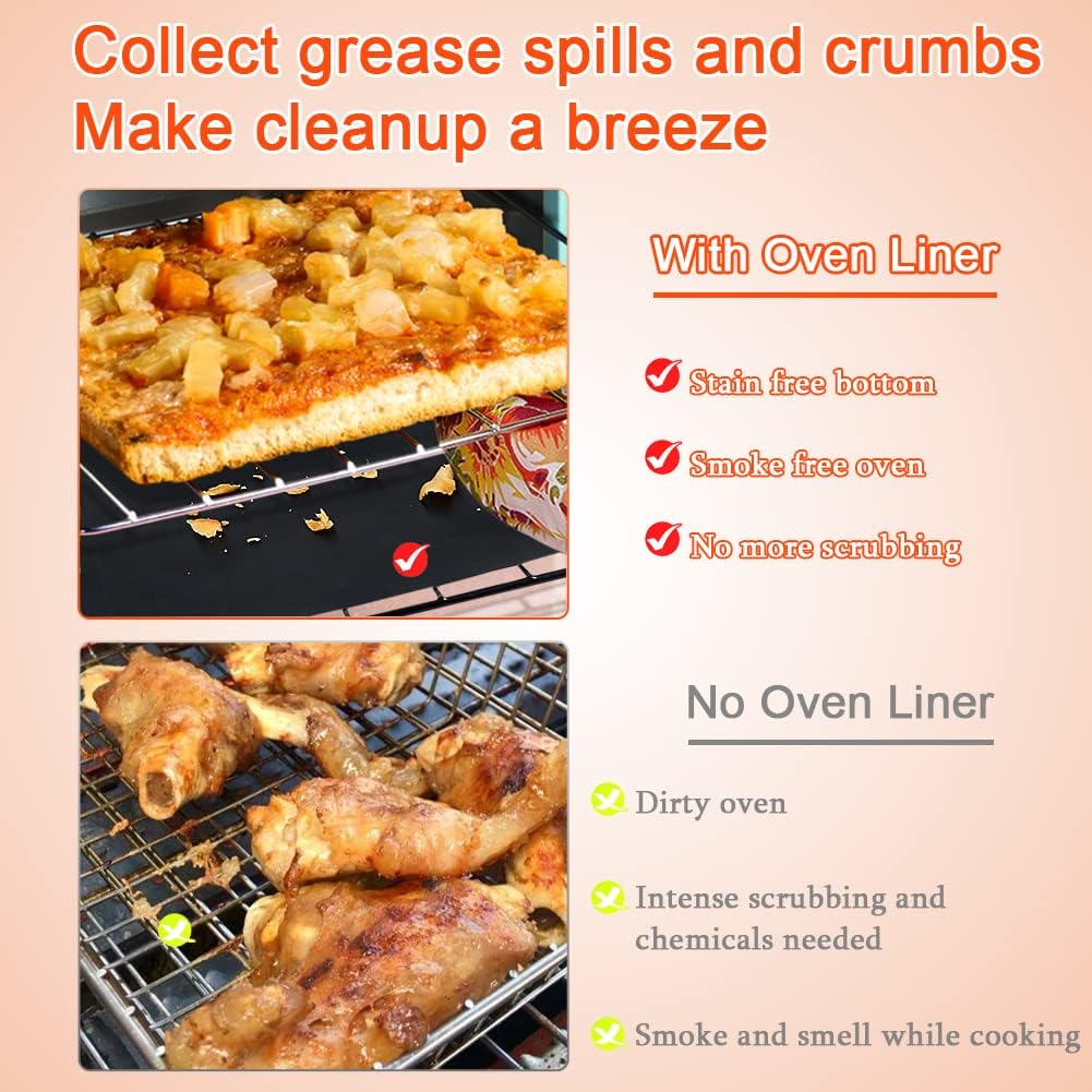BYKITCHEN Air Fryer Oven Liners, 11x12 Inches, Set of 4, Reusable Toaster Oven Liners, Compatible with Ninja Flip Up SP101 SP201 SP301 Air Fry Oven, Cuisinart Breville Toaster Oven and More