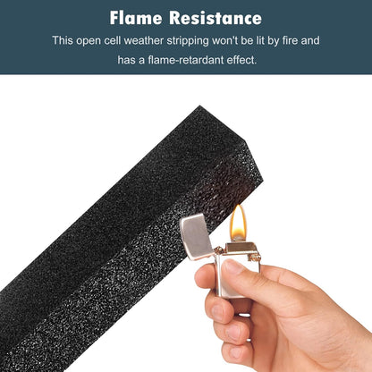 2 Rolls Foam Seal Tape for Door Window Insulation, Soundproof and Shockproof Foam Adhensive Strip, 3/8" Wx3/16 T Single Sided Foam Tape, Cold Air and Draft Closed Cell Seal Strip,Total 32FT