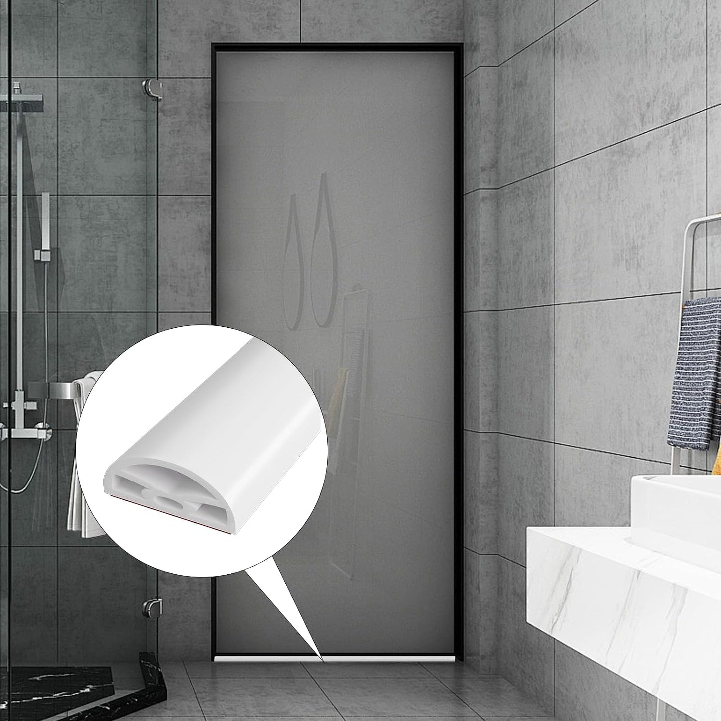 39” Transparent Shower Threshold Water Dam Stopper for Dry Wet Separation | Self Adhesive Collapsible Walk in Shower Splash Guard Seal Strip,Silicone Sink Edge Water Barrier for Bathroom,Kitchen