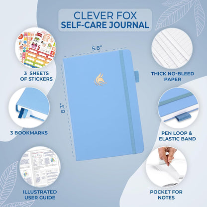 Clever Fox Self-Care Journal for Women, Daily Planner 5.8x8.3 Mystic blue