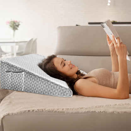 8" Leg Elevation Pillow, Memory Foam Wedge Pillow for Leg & Knee Support